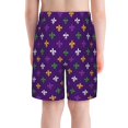 thumbnail image 3 of Cauagu Purple Mardi Gras Print Swim Trunks for Men,Youth Boys Swim Shorts Compression Liner Beach Shorts Boys' Swimming Shorts 7-20 Years Bathing Suit-Medium, 3 of 7