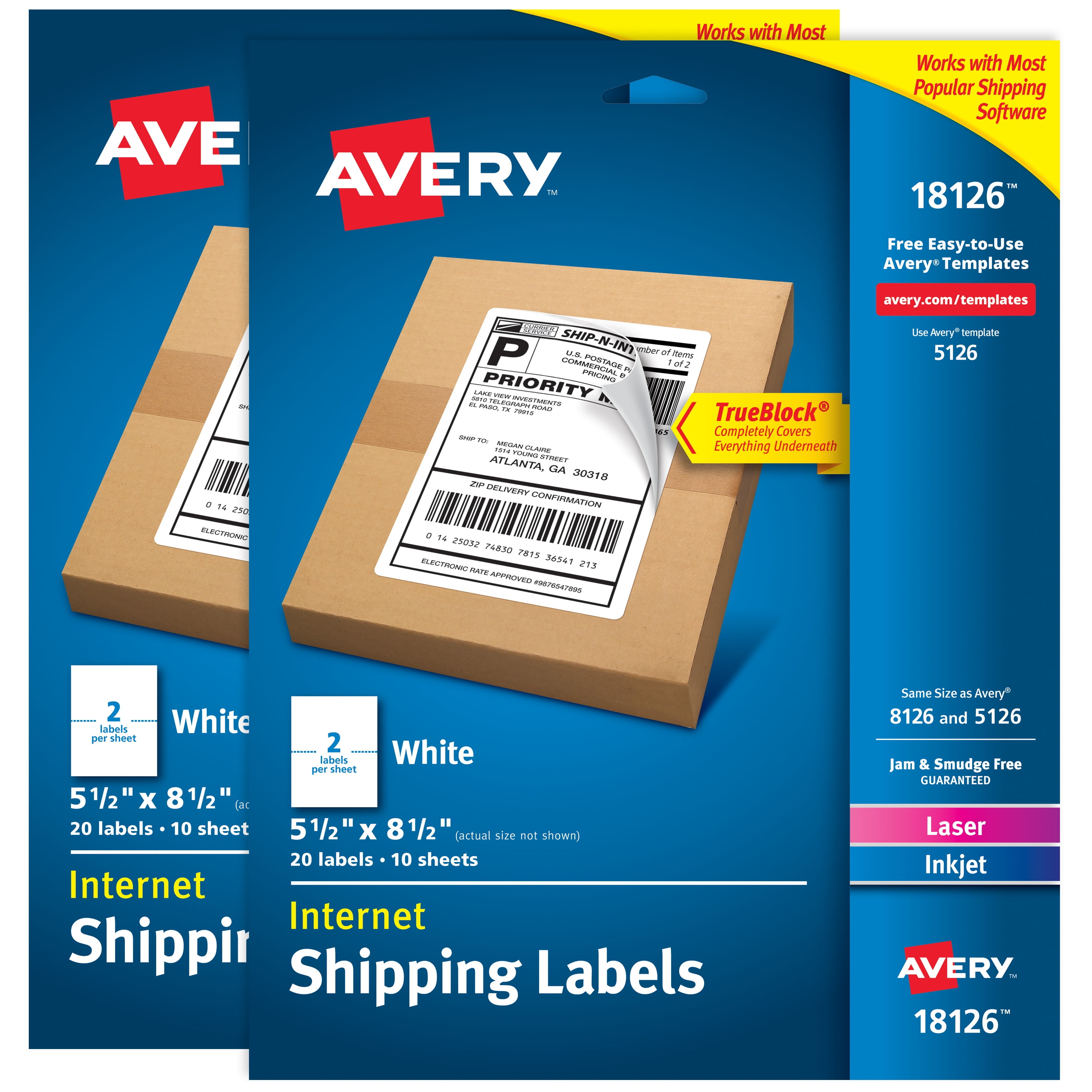 1,200 Half-Sheet Internet Shipping Labels for /USPS 