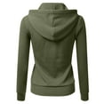 thumbnail image 3 of safuny Women's Fit Hooded Sweatshirt Pocket Round Neck Solid Drawstring Pullover Trendy Shirts Fall Sports Casual Relaxed Long Sleeve Holiday Army Green S, 3 of 3