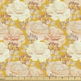 thumbnail image 1 of Flowers Fabric by the Yard, Natural Theme Beauty White Roses Pattern on Orange Background Floral Botanical Art, Upholstery Fabric for Dining Chairs Home Decor Accents, Multicolor by Ambesonne, 1 of 5