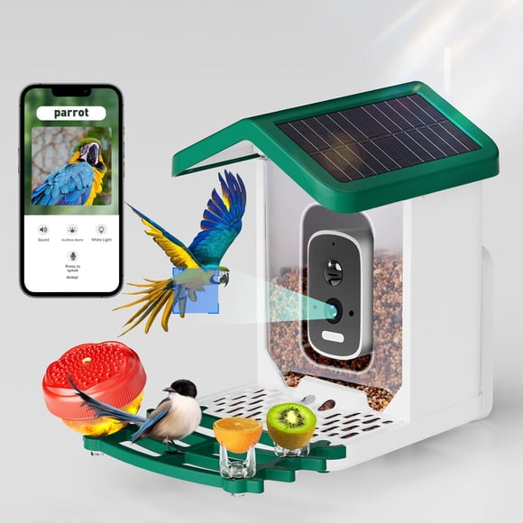 Comedero inteligente para pájaros Bsemax, 2,5 K HD, funciona con energía solar, 24 x 18 x 21 cm