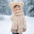 thumbnail image 2 of Boys Girls Kids' 3-Piece Winter Set - Fleece Fuzzy Bear-Ear Beanie, Long Scarf & Gloves Sets Cute Warm All-in-One Accessories, 2 of 4