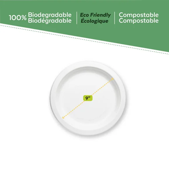 9" Bagasse Round Plates - 500pcs