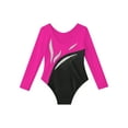 thumbnail image 4 of TiaoBug Kids Girls Gymnastics Leotards Shiny Rhinestone Long Sleeve Ballet Dance Jumpsuit Unitard Hot Pink 16, 4 of 5
