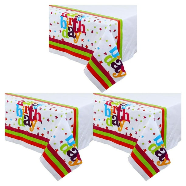 Bearachild Mantel de una sola vez Espesar Útil Decoración de fiesta Protector de cómodo y flexible para el hogar Cocina Restaurante Feliz cumpleaños 137*274cm 3piezas