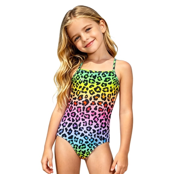 Tankini Swimsuits Colorful Floral Print Piece Sun Comfortable Fit Girl Summer Outfits,Multicolour,4-5 Years
