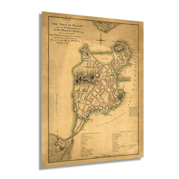 HISTORIX 1777 Map of Boston Massachusetts Vintage Poster Wall Art Print, 18 x 24 Inch