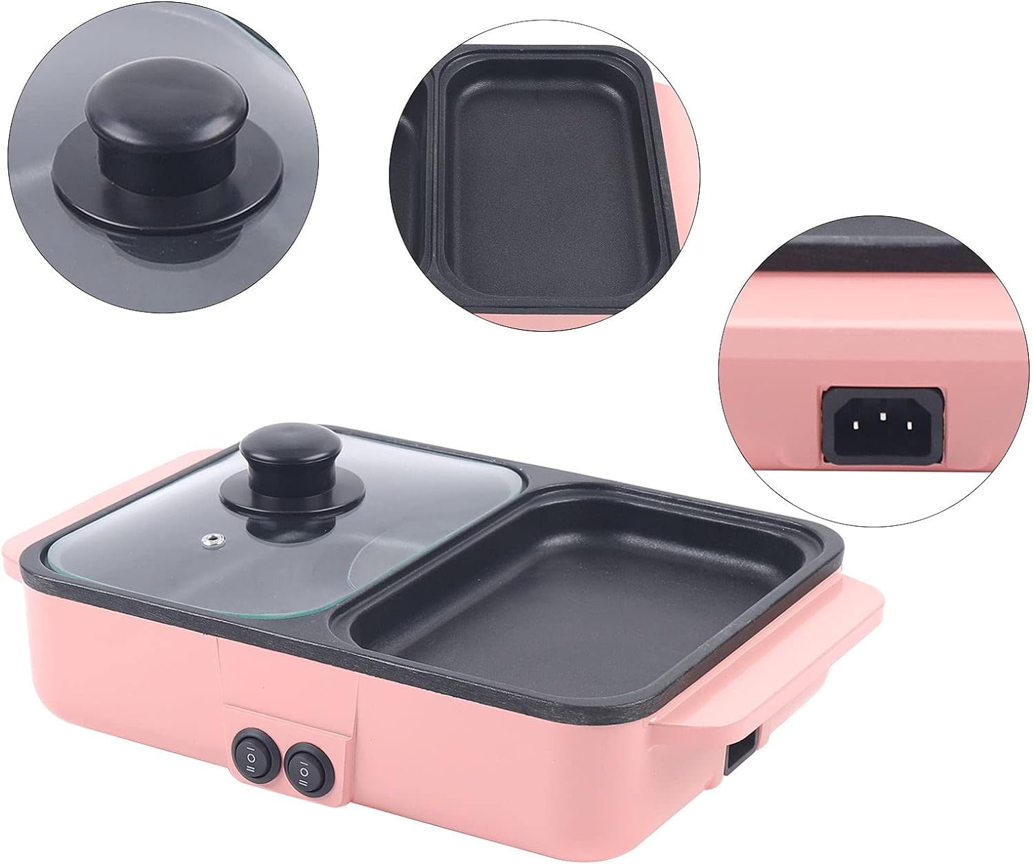 LASIEYO Electric Hot Pot with Grill 2 in 1 Korean BBQ Grill and Pot with Independent Dual Temperature Settings