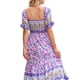 thumbnail image 4 of Txlixc Vestido bohemio de verano para mujer, falda de pastel de una pieza estilo bohemio con estampado floral en el pecho de manga corta Txlixc  Estilo de ocio, 4 of 5