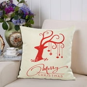 Christmas Pillow Cushion Cover Comfortable Linen Sofa Seat Car Pillow Cover