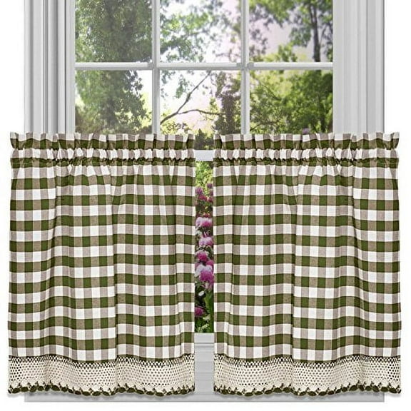 Achim Home Furnishings Buffalo Check Tier Pair - 58x24 - Sage