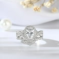 thumbnail image 3 of Dazzlingdaimonds Jewels 925 Sterling Silver 2.30 Ct Pear Cut White Diamond Wedding Engagement Thanksgiving Christmas Bridal Ring Set 14K White Gold Plated For Women's -7, 3 of 5