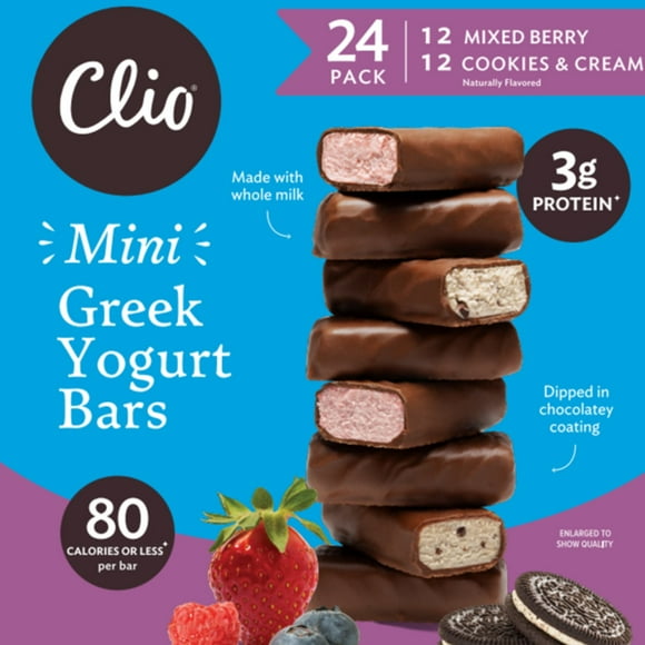Clio Greek Yogurt Mini Bars, Variety Pack, 24 ct.