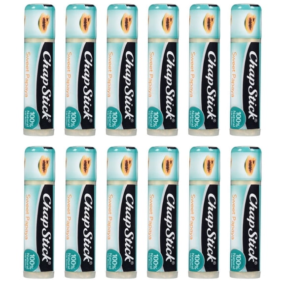 Pack of (12) ChapStick 100 Percent Natural Lip Butter Tube, Sweet Papaya Flavor, 0.15 Oz