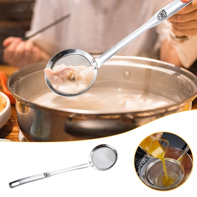 Grease Strainer Spoon Kitchen Tool,Stainless Steel Strainer Scoop Fry Spoon Strainer,Multi Functional Cooking Spoon,Kitchen Serving Utensils Pasta Spoon(1PC)