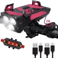 thumbnail image 2 of LEEYNEER USB Rechargeable Bike Light Set with 3 LEDs  Front & Rear Lights  Power Bank  Horn  and Phone Mount -  Fits All Bicycles for Road & Mountain Cycling  Mountain Bike Accessories, 2 of 5