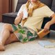 thumbnail image 5 of Balery Pineapples Palm Leaves Pantalones cortos de pijama de punto de algodón para hombre con cinturilla y bolsillos-Large, 5 of 6