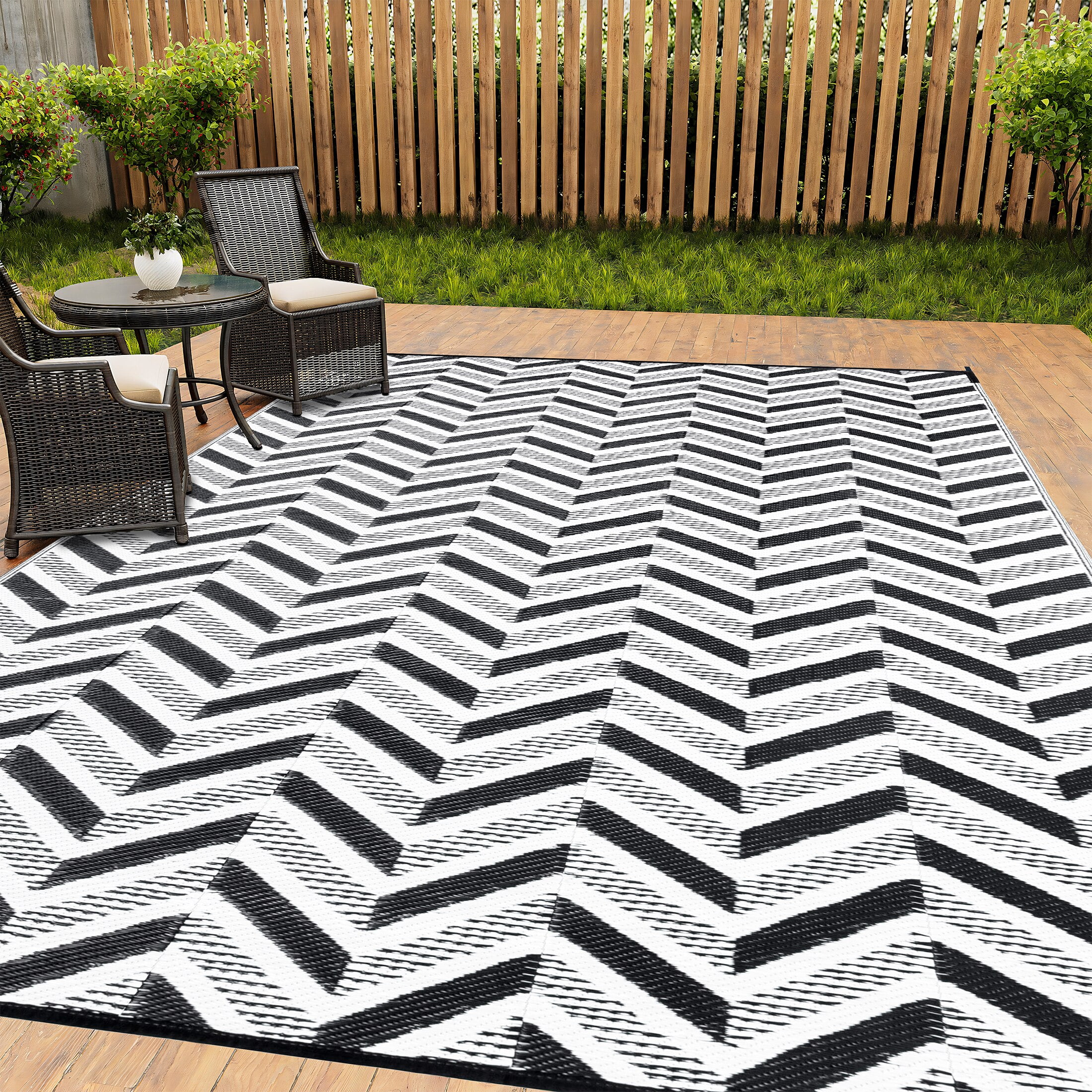 HUGEAR Plastic Outdoor Straw Rug 6 x9 Waterproof Area Rug Geometric HUGEAR Plastic Outdoor Straw Rug 6 x9 Waterproof Area Rug Geometric