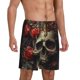 thumbnail image 2 of Balery Classical Rose Crown Skull Pantalones cortos de pijama de punto de algodón para hombre con cinturilla y bolsillos-Small, 2 of 6