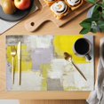 thumbnail image 2 of Yellow Gray Block Placemats Set of 4 Abstract Art Place Mats Table Mats Kitchen Dining Home Outdoor Party Table Decoration, 2 of 9