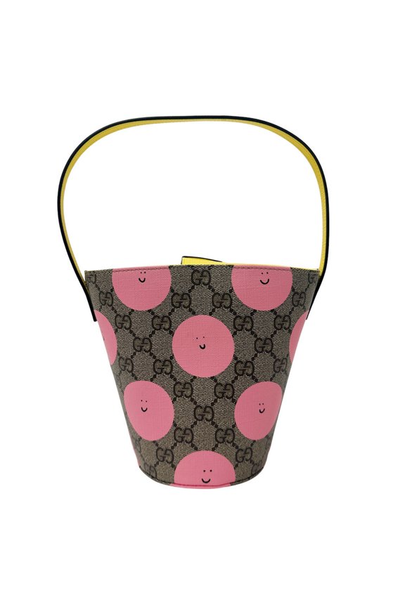 Pre-Owned Gucci Kids' Tote Bag in GG Supreme Canvas, Ewan Roberts Baguette, Beige and Pink,...