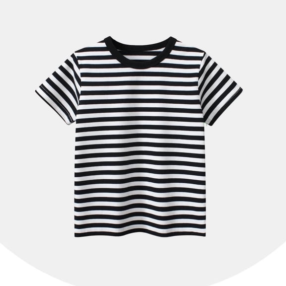 Juslio Boy Striped T Shirts Breathable Crew Neck, Casual Short Sleeved Tops Comfortable Shirts Sizes 2-18