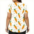 thumbnail image 4 of LTTVQM Women's Easter Scrub Tops Bunny Eggs Print Cute Short Sleeve Clothes Soft V-Neck Holiday Tops with Pockets White 5XL, 4 of 5