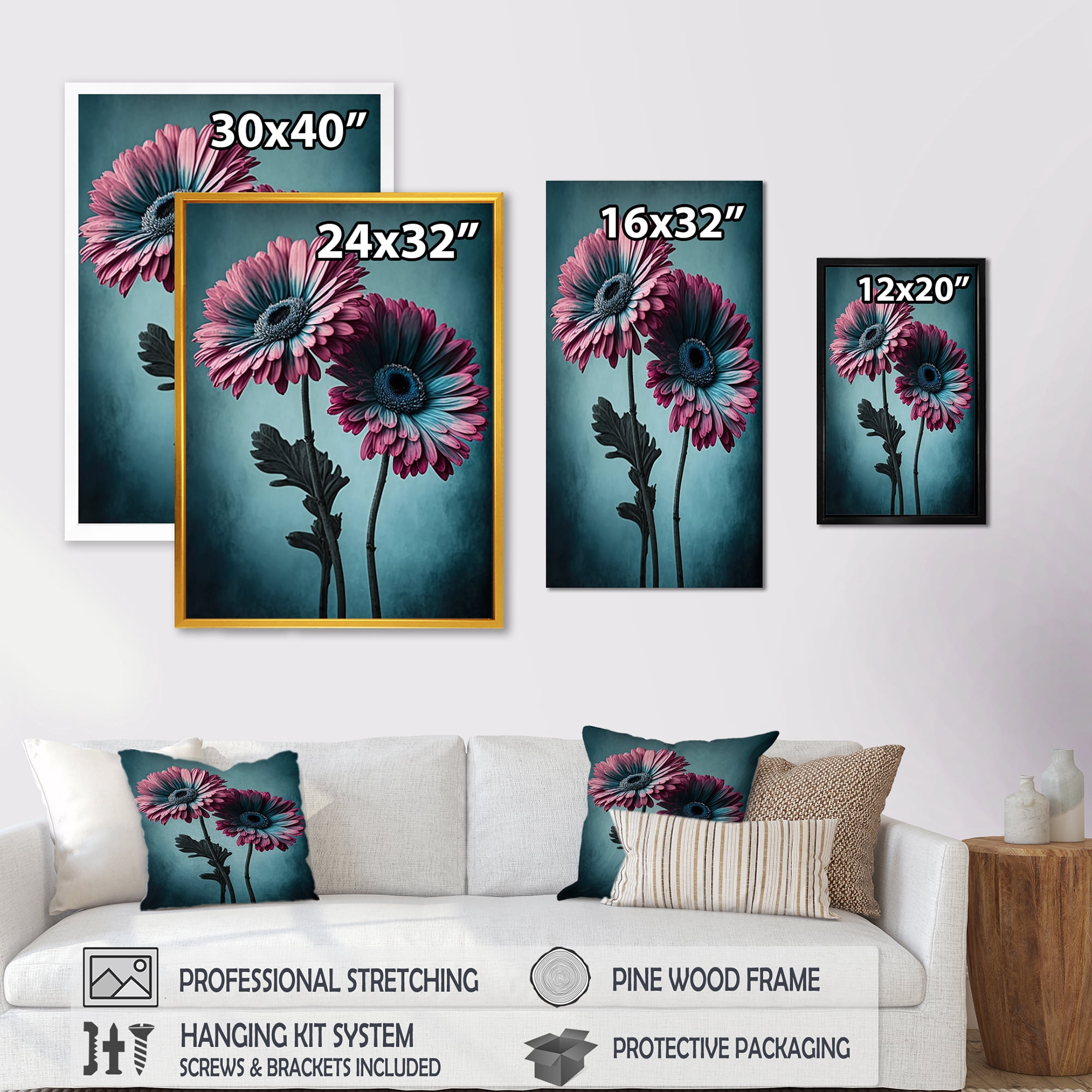 Designart Flower Gerbera II Canvas Wall Art