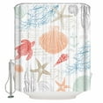 thumbnail image 2 of Orange Red Blue Coastal Nautical Waterproof Fabric Shower Curtain,Beach Sea Turtle Ocean Coral Starfish Shower Curtain for Bathroom Curtains Bathtubs Shower Curtains with 12 Hooks Extra Long 72x84, 2 of 6