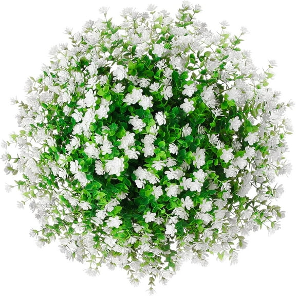 4 Bundles Artifical Spring Flower Outdoor Fake Plant Decor UV Resistant Faux Plastic Plants Hanging Plante Halloween Flower for Home Garden Porch Thanksgiving Christmas Decorations