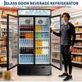 thumbnail image 4 of 34.8 Cu.ft Commercial Beverage Fridge, Double Glass Door Display Refrigerator with Adjustable Shelves, Customizable LED Lightbox & Frost-Free System, Beverage Cooler for Restaurant Bar Store, Black, 4 of 8