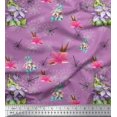 thumbnail image 1 of Soimoi Modal Satin Fabric Leaves & Lily Floral Printed Fabric 1 Yard 42 Inch Wide, 1 of 3