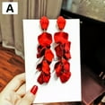 thumbnail image 4 of K-KED Pair Women Dangle Drop Earrings Rose Petal Long Tassel Earrings Delicate Jewelry Earrings-Green-2, 4 of 9