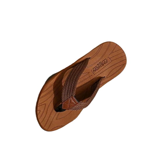 Xfvqtps Mens Flip Flops with Thick Non-Slip Rubber Sole Solid Color Woven Strap Summer Comfortable Outdoor Beach Sandals for Casual Wear