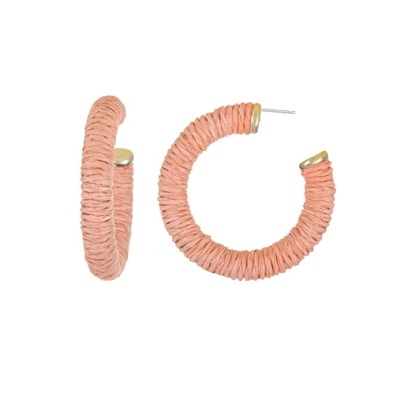 Time and Tru Wrapped Hoop Earrings, Pink, 1 Pair