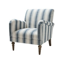 Stripe Accent Chair, Tina's Home Wood Leg Armchair Living Room Bedroom Adult, Navy Stripe