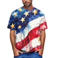 thumbnail image 4 of NAMTYQX 4th of July Camisetas para hombres Lounge Loose American Flag Print Dark Blue Size 2XL, 4 of 5
