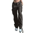 thumbnail image 1 of Gibobby Pantalones deportivos tipo cargo para mujer Pantalones de con cintura de mezclilla, pantalones cortos rasgados para mujer, pantalones informales para mujer(Gris,XL), 1 of 5