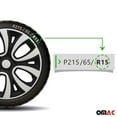thumbnail image 7 of OMAC - Matt Black with White Hub Caps 15 Inch Set of 4, Tapas para Rines 15, Premium Wheel Covers 15 Inch, R15 Rim Cover Set, Snap On Durable Car Replacement Exterior Accessories, 7 of 7