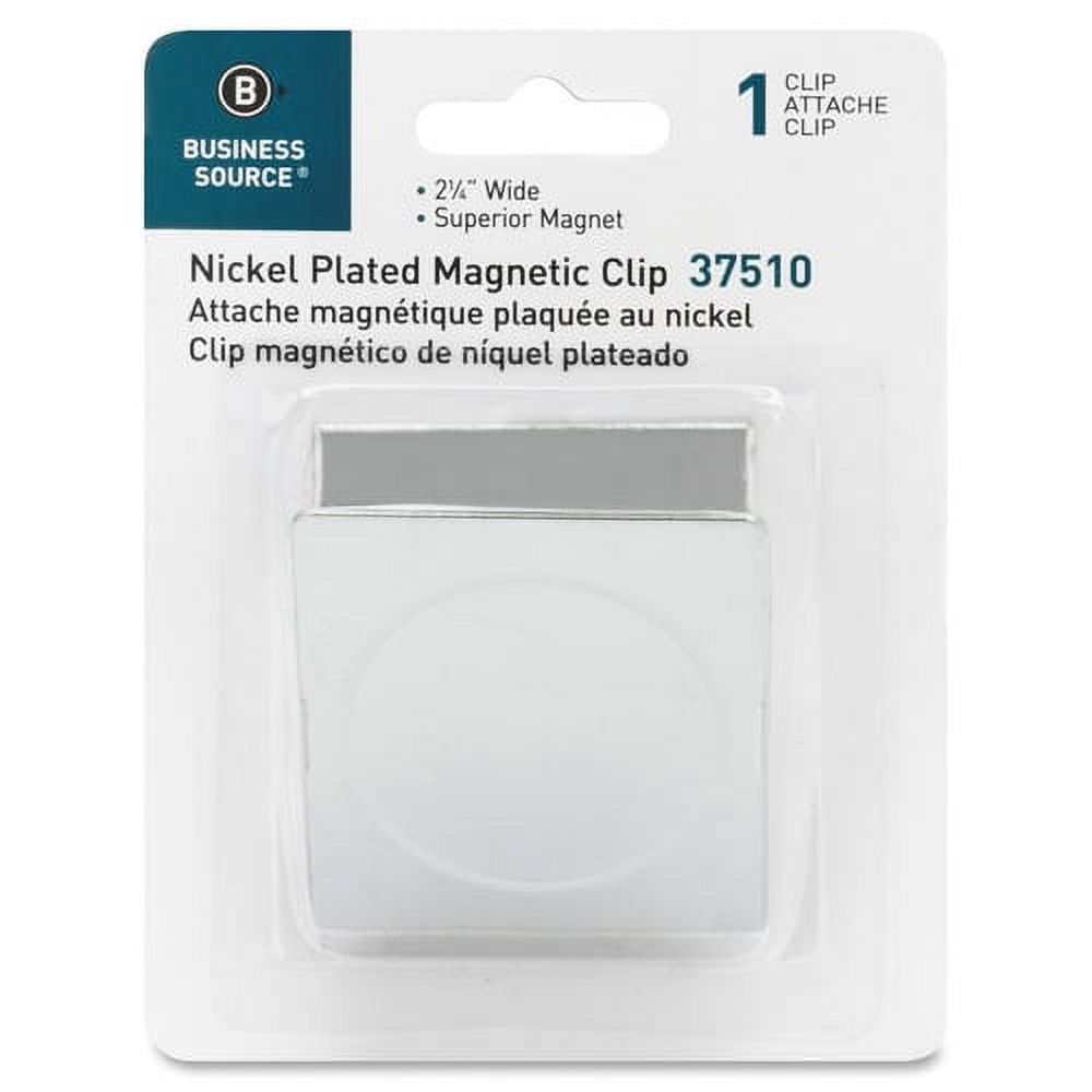 Business Source Nickel Plated Magnetic Clips 2.3" Length - 1Each - Chrome - Metal, Nickel Plated - image 5 of 5