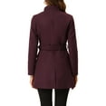 thumbnail image 4 of Allegra K Women's Stand Collar Tie Waist Winter Classic Long Trenchcoat, 4 of 7