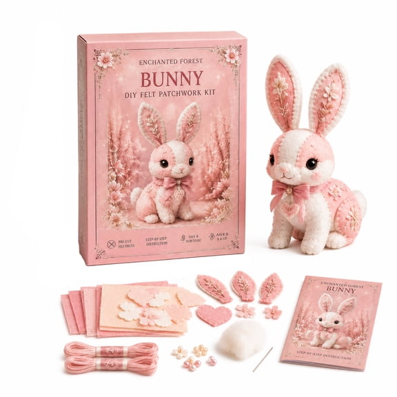 Clearance! Patchwork Bunny Blanket DIY Kit - Forest Throw Craft Set, Kids Room Decor, Arts and Crafts Activity, Cozy Plush Gift for Children