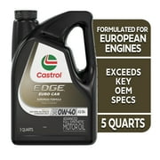Castrol EDGE Euro 0W-40 A3/B4 Advanced Full Synthetic Motor Oil, 5 Quarts