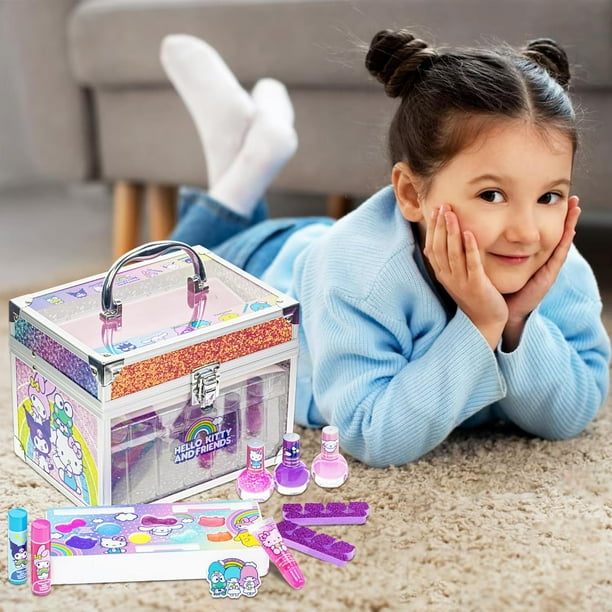 Hello Kitty Kids Makeup Set in Train Case for Girls Ages 3+ with