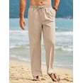 thumbnail image 5 of COOFANDY Men's Linen Pants Casual Loose Fit Beach Summer Yoga Pants Lightweight Drawstring Linen Trousers, 5 of 9