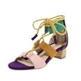 thumbnail image 2 of VerPetridure Women's Low Heel Fish Mouth Ankle Strap Color Matching Hemp Rope Straps Sandals Shoes, 2 of 4