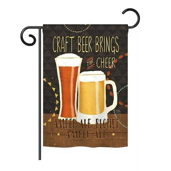 Breeze Decor BD-BV-G-117052-IP-BO-D-US18-WA G167052-BO Craft Beer Brings Cheer Happy Hour & Drinks Beverages Impressions Decorative Vertical 13 x 18.5 in. Double Sided Garden Flag