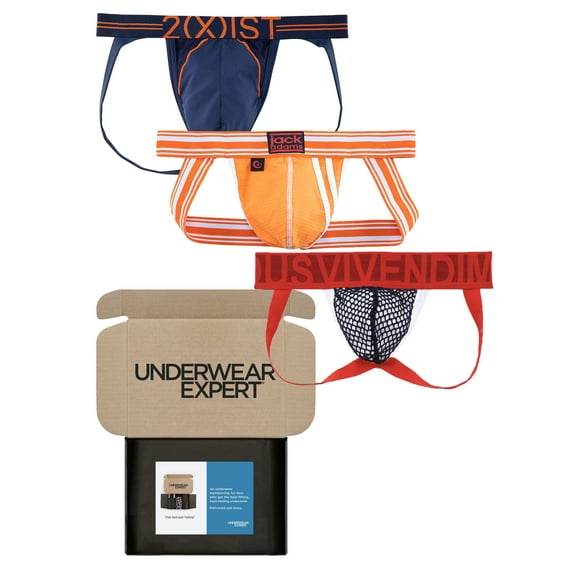 Underwear Expert Men's Jockstraps Curated Mystery Box, 3 Pairs