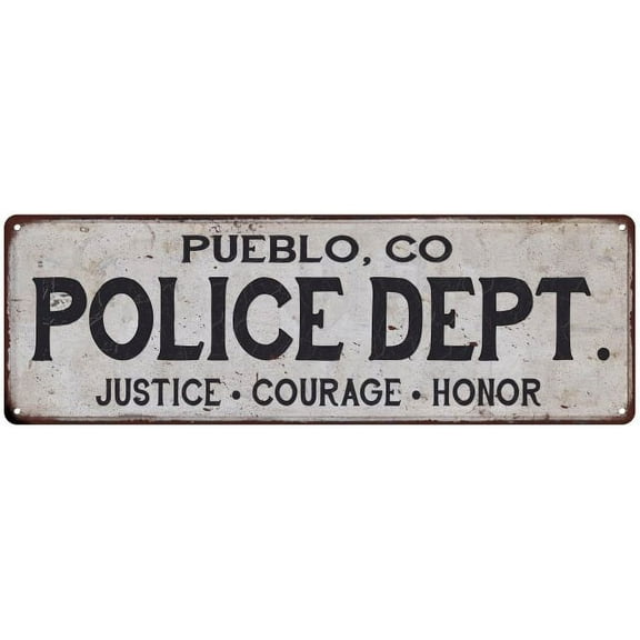 PUEBLO, CO POLICE DEPT. Home Decor Metal Sign Gift 6x18 206180012257