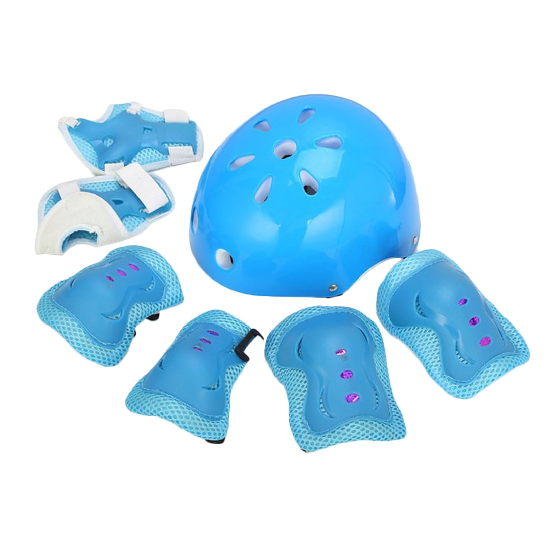 7pcs Size M Kids Protective Gear Set Elbow Wrist Knee Pads and Plum Blossom Helmet Sport Safety Protective Gear Guard... by